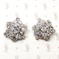 Shining Star White Rhinestone Cluster Earrings