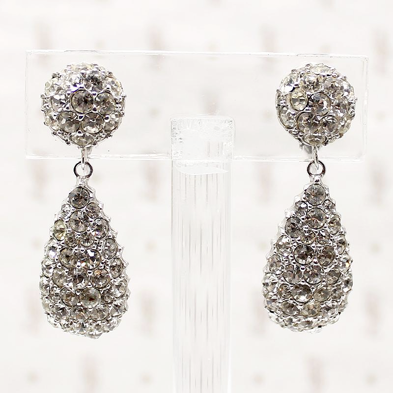 Vintage pendulum rhinestone costume earrings
