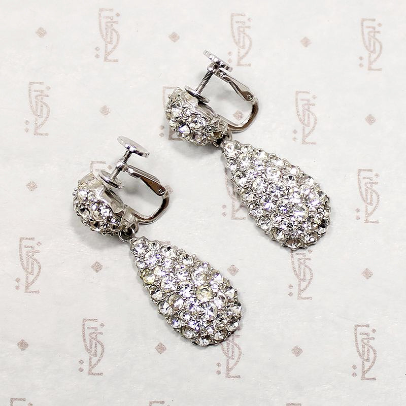 Vintage pendulum rhinestone costume earrings