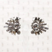 Spectacular Explosion White Rhinestone Costume Earrings