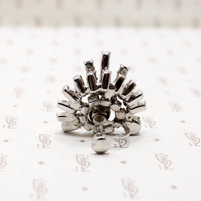 Spectacular Explosion White Rhinestone Costume Earrings