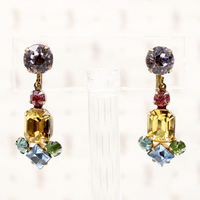 Colorful harlequin rhinestone costume earrings