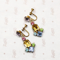 Colorful harlequin rhinestone costume earrings