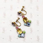 Colorful harlequin rhinestone costume earrings