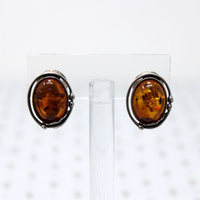 Fascinating Amber Wrapped in Silver Earrings 