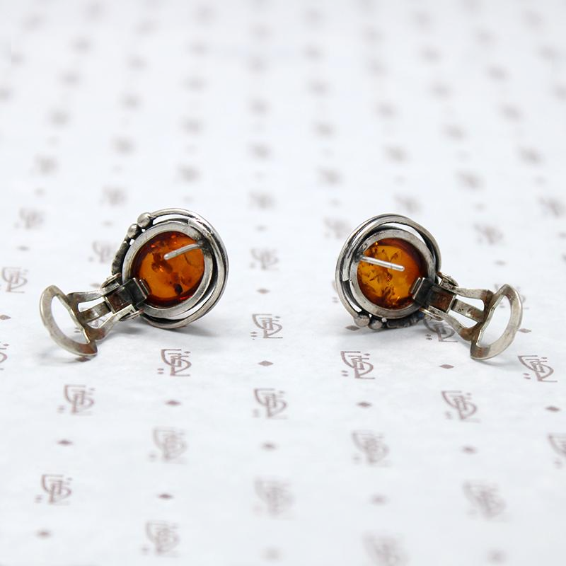 Fascinating Amber Wrapped in Silver Earrings 