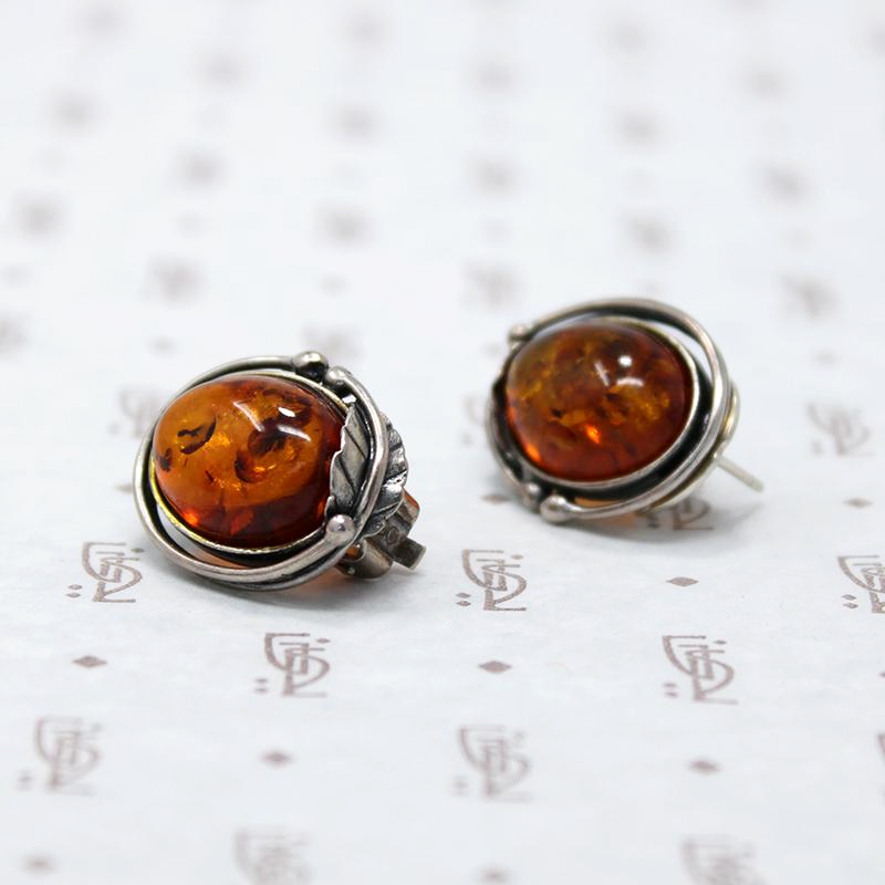 Fascinating Amber Wrapped in Silver Earrings 