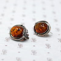 Fascinating Amber Wrapped in Silver Earrings 