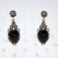 Glossy Onyx Art Deco Revival Earrings