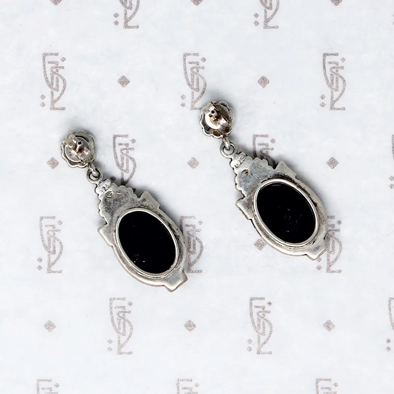 Glossy Onyx Art Deco Revival Earrings