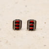 Sterling Silver Studs with Red Gems