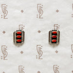 Sterling Silver Studs with Red Gems
