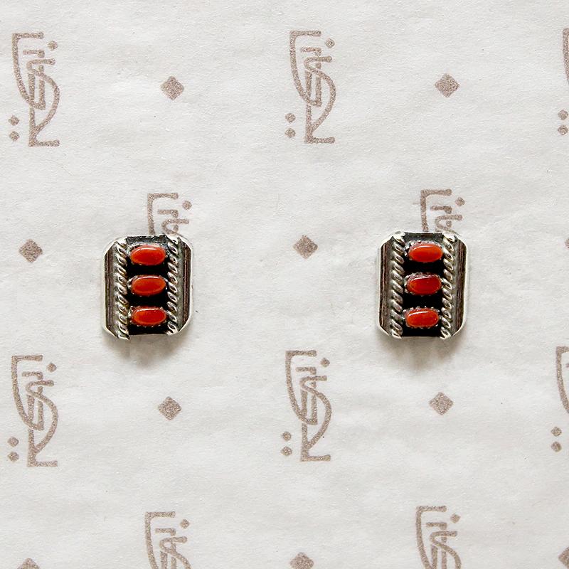 Sterling Silver Studs with Red Gems