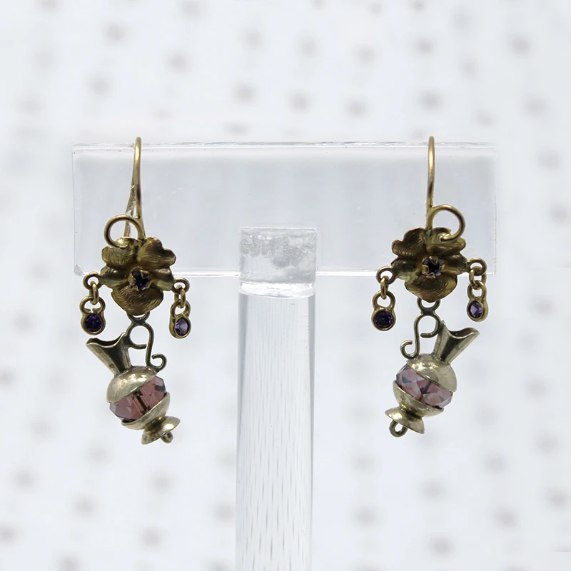 Violets & Amphorae Gilt Earrings