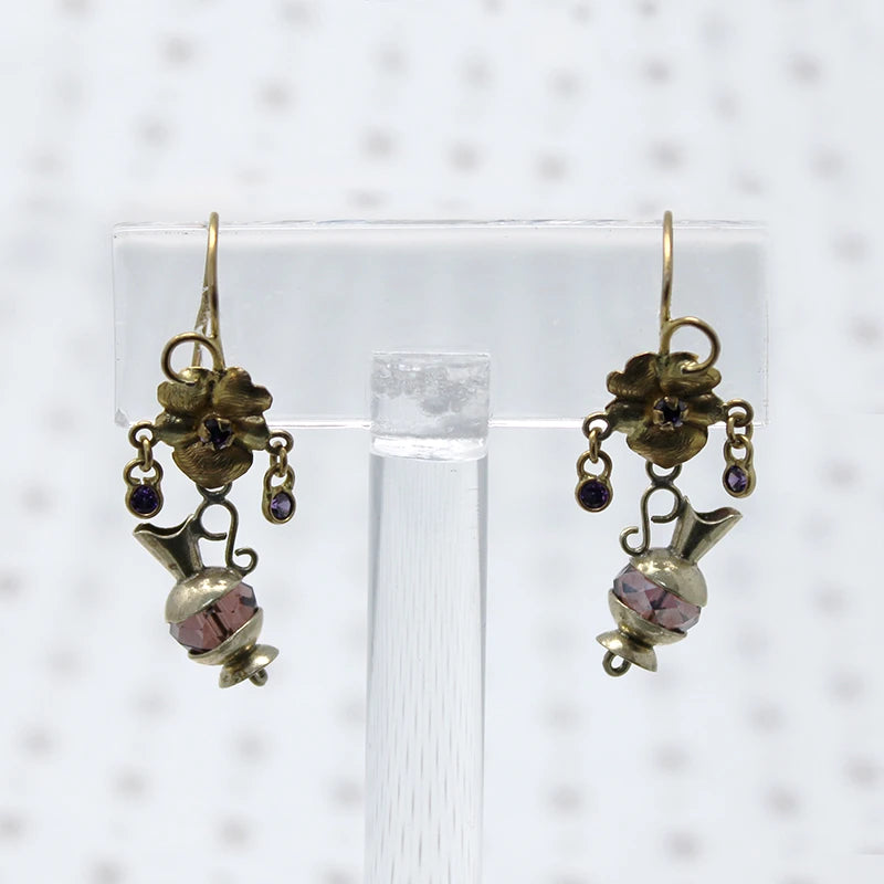 Violets & Amphorae Gilt Earrings
