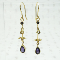 Delightful Drop Earrings in Amethyst & Pearl