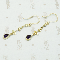 Delightful Drop Earrings in Amethyst & Pearl