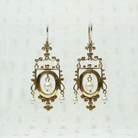 Ornate Victorian Revival Gold & Pearl Earrings