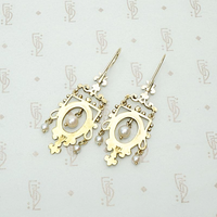Ornate Victorian Revival Gold & Pearl Earrings