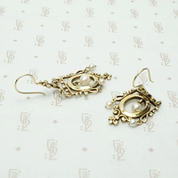 Ornate Victorian Revival Gold & Pearl Earrings