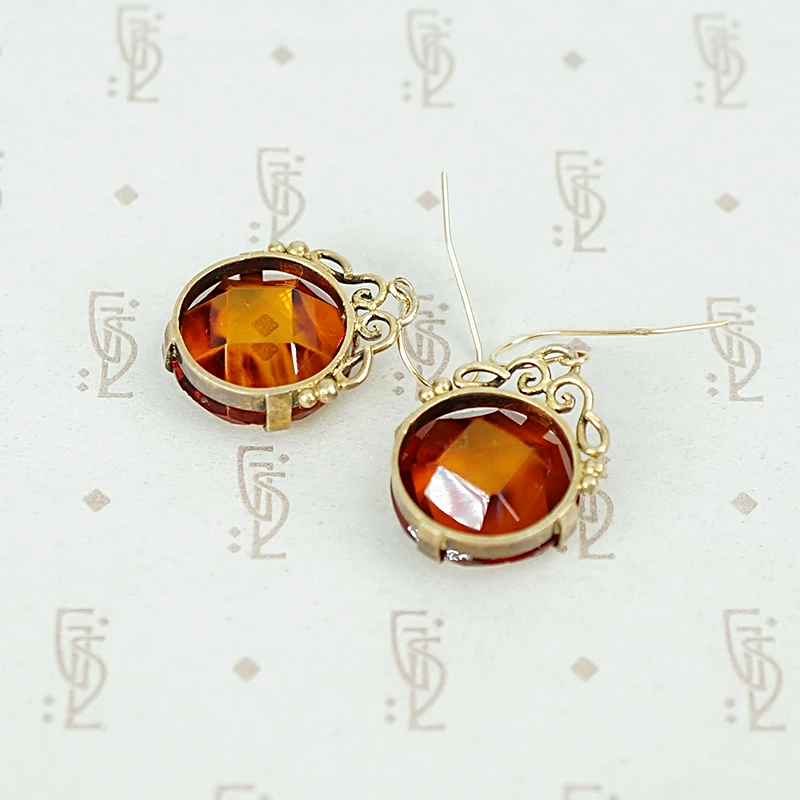 Glowing Faceted Baltic Amber Drop Earrings