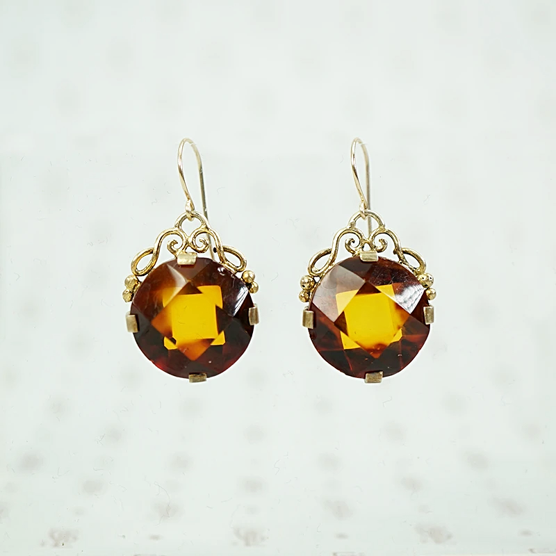 Glowing Faceted Baltic Amber Drop Earrings