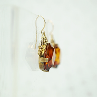 Glowing Faceted Baltic Amber Drop Earrings