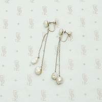 1920s natural pearl & white gold dangle earrings, with screw back