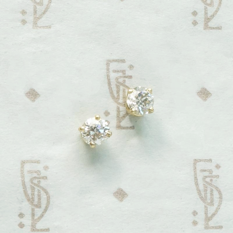 Vintage Old European Cut Diamonds in Gold Studs