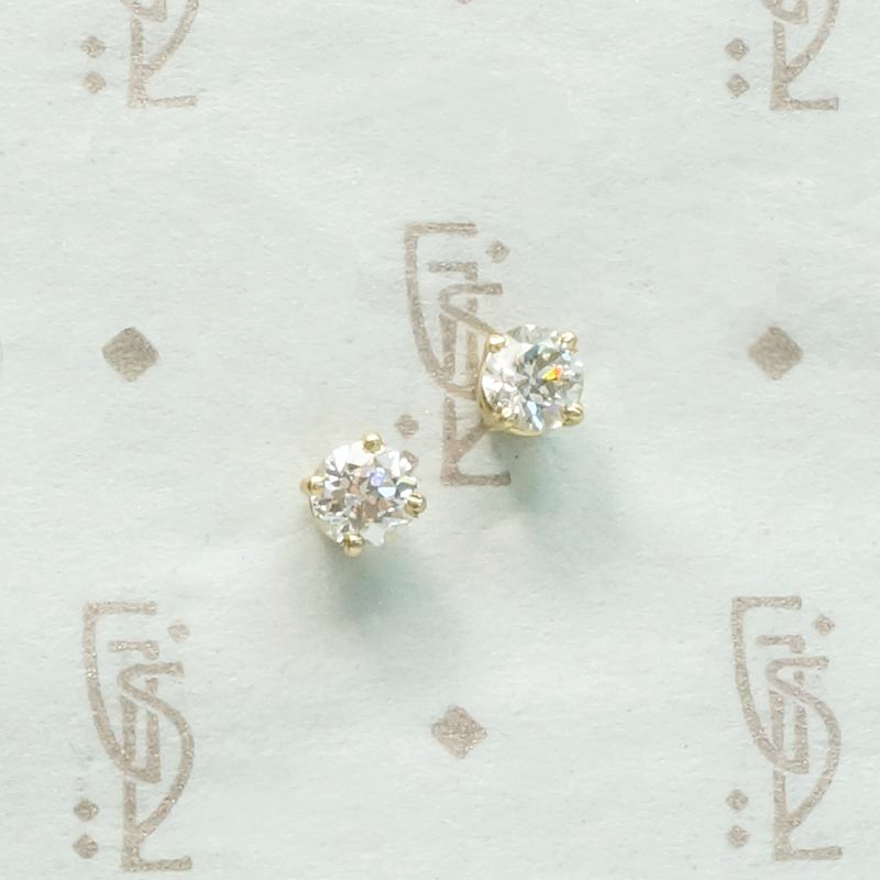 Vintage Old European Cut Diamonds in Gold Studs
