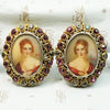 Red Hair with a Curl Portrait Miniature Earrings