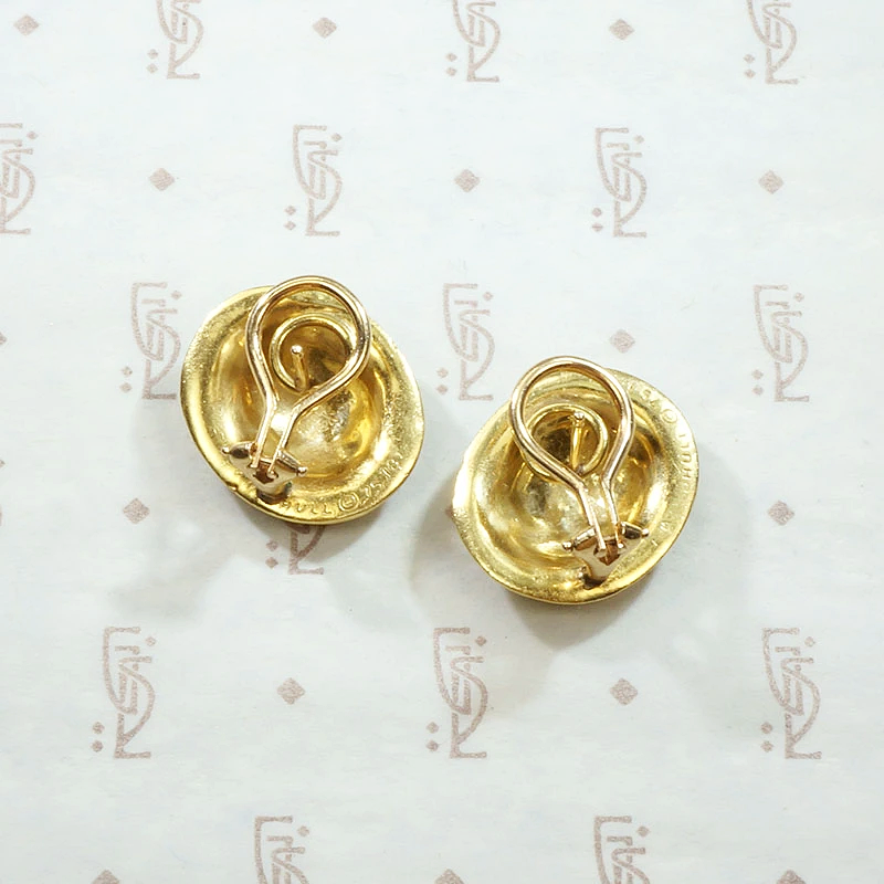Incredible Signed Woodhull 18k Sun Disc Earrings