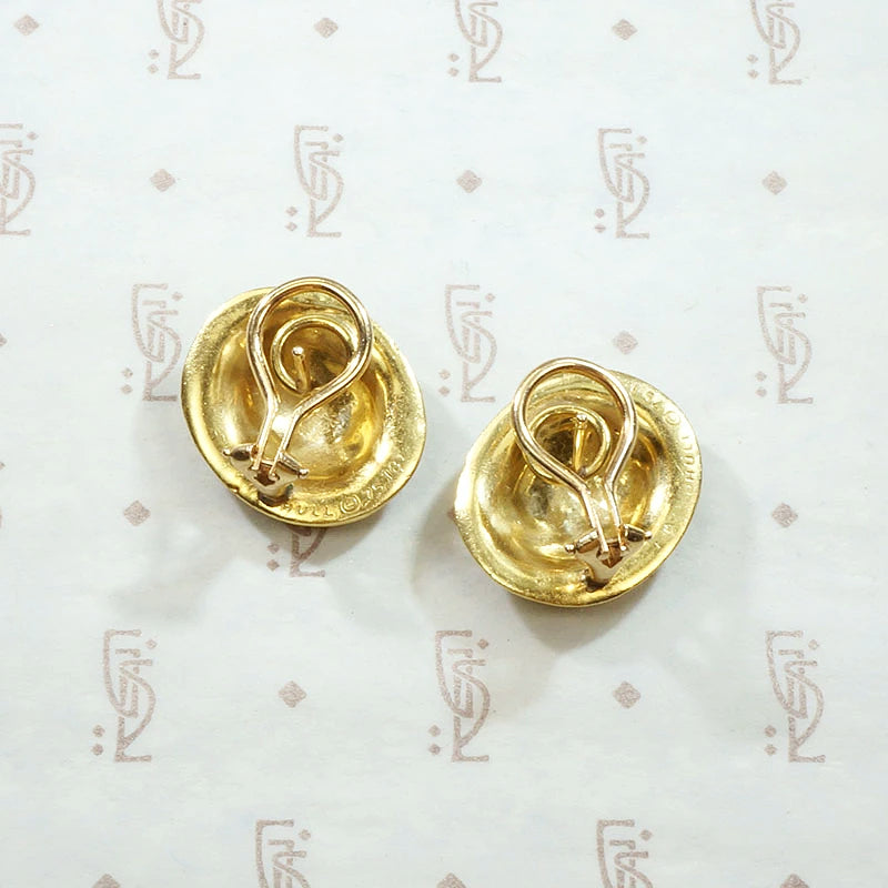 Incredible Signed Woodhull 18k Sun Disc Earrings