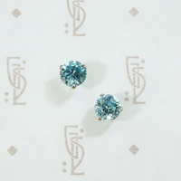 Brilliant Natural Blue Zircon Stud Earrings 