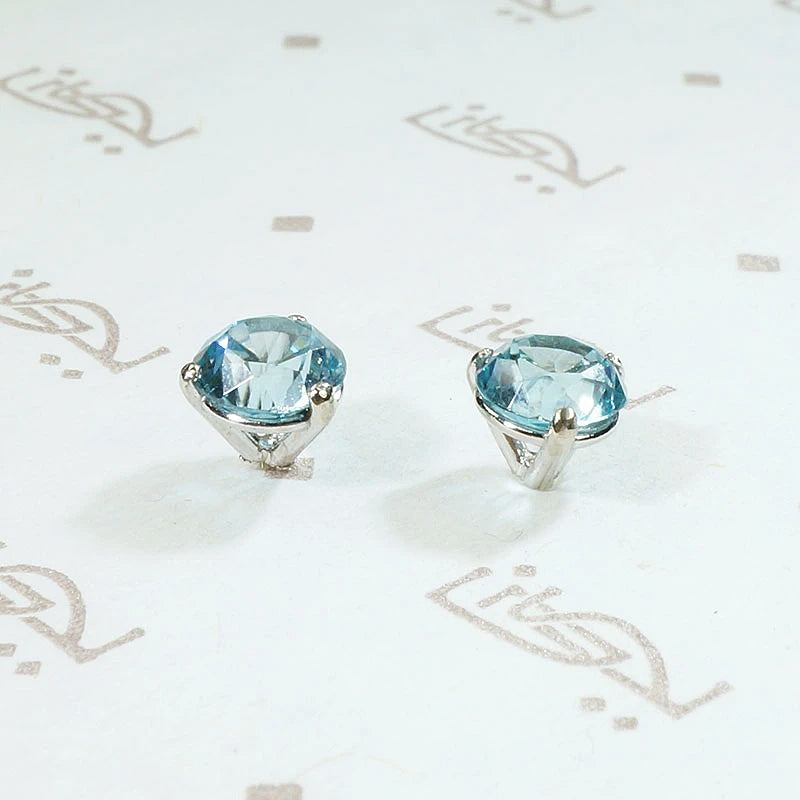 Brilliant Natural Blue Zircon Stud Earrings 