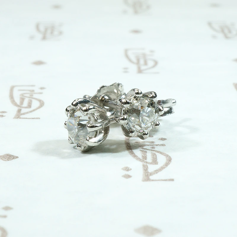 Glorious Antique Diamonds in Platinum Stud Earrings