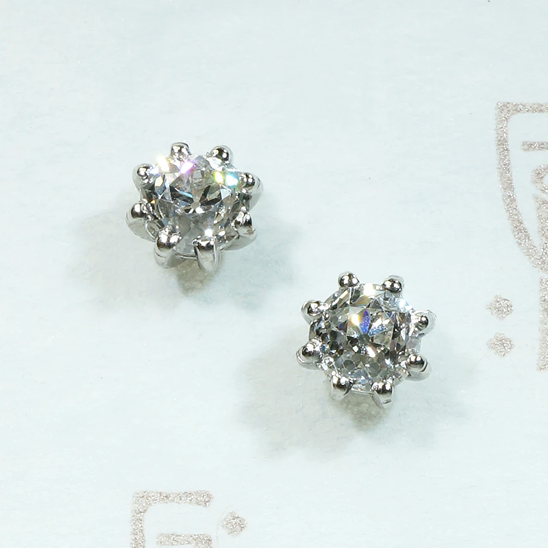 Glorious Antique Diamonds in Platinum Stud Earrings