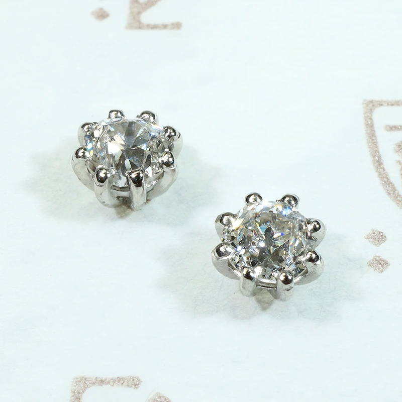Glorious Antique Diamonds in Platinum Stud Earrings