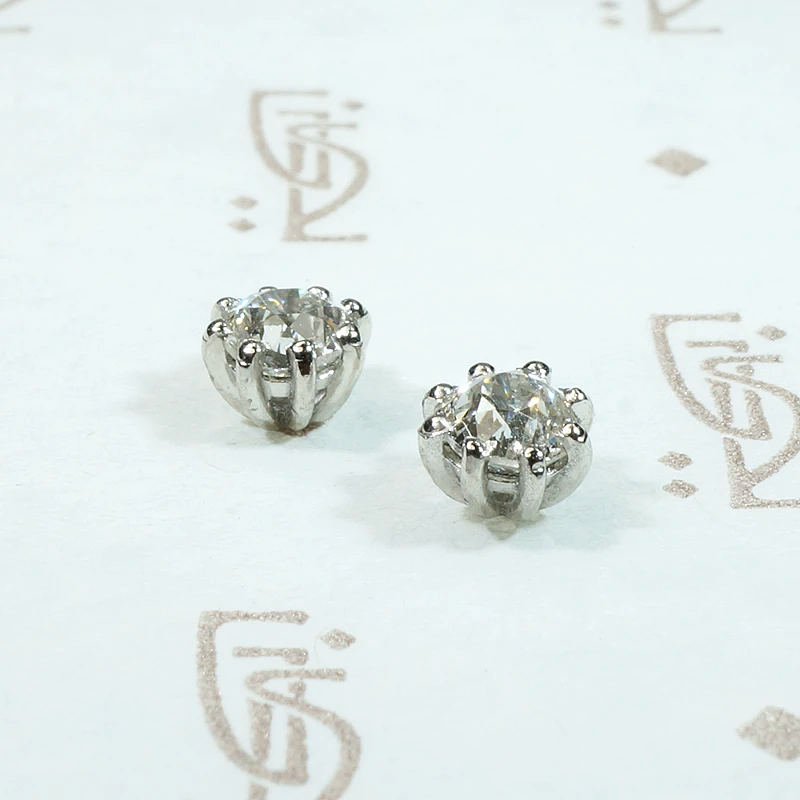 Glorious Antique Diamonds in Platinum Stud Earrings
