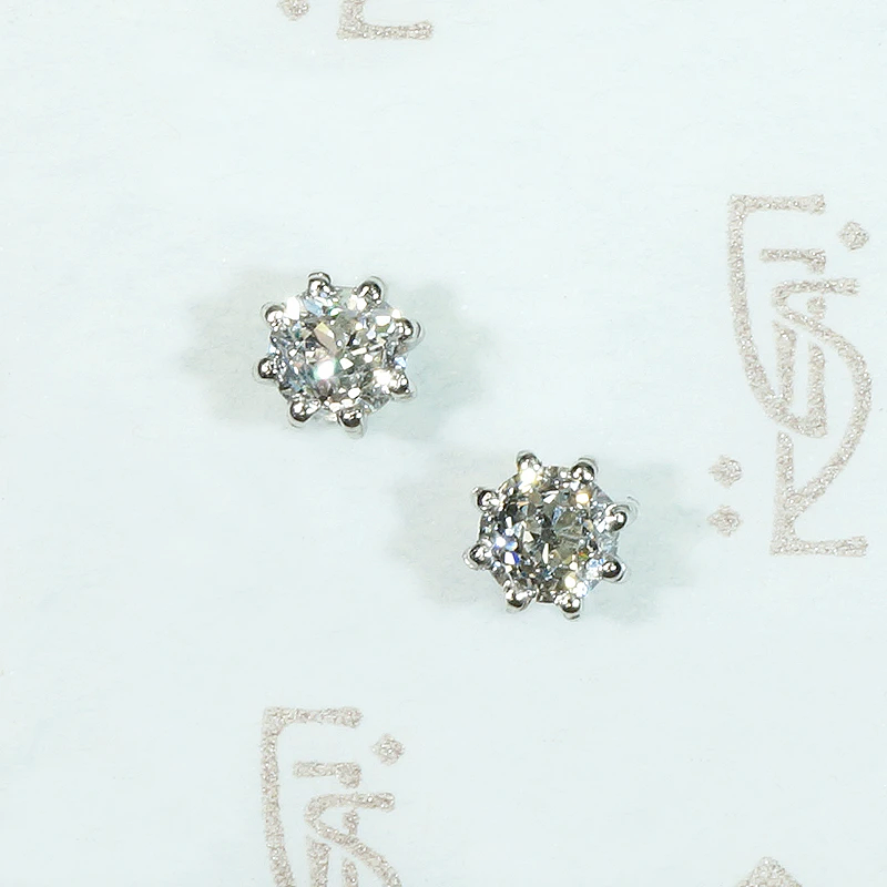 Glorious Antique Diamonds in Platinum Stud Earrings