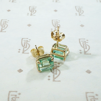 Spring Green Emerald Cut Emerald Studs