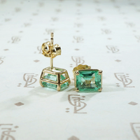 Spring Green Emerald Cut Emerald Studs