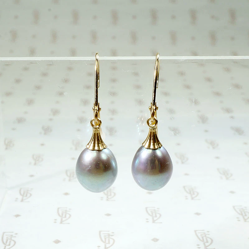 Peacock Hued Black Pearl & Gold Earrings