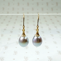 Peacock Hued Black Pearl & Gold Earrings