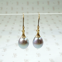Peacock Hued Black Pearl & Gold Earrings