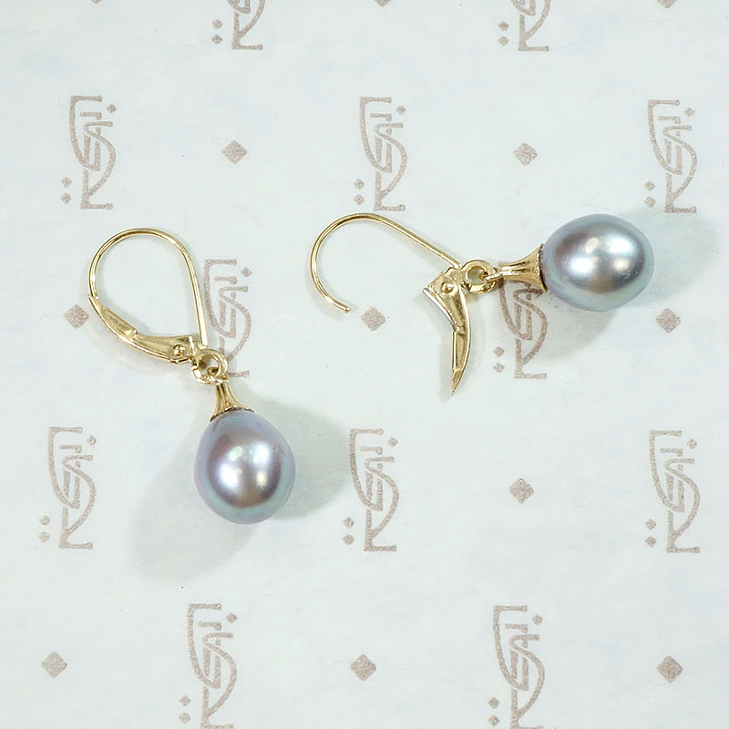 Peacock Hued Black Pearl & Gold Earrings