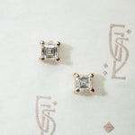 Striking Carre Diamond Stud Earrings in Rose Gold