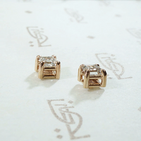 Striking Carre Diamond Stud Earrings in Rose Gold