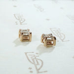 Striking Carre Diamond Stud Earrings in Rose Gold