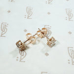 Striking Carre Diamond Stud Earrings in Rose Gold